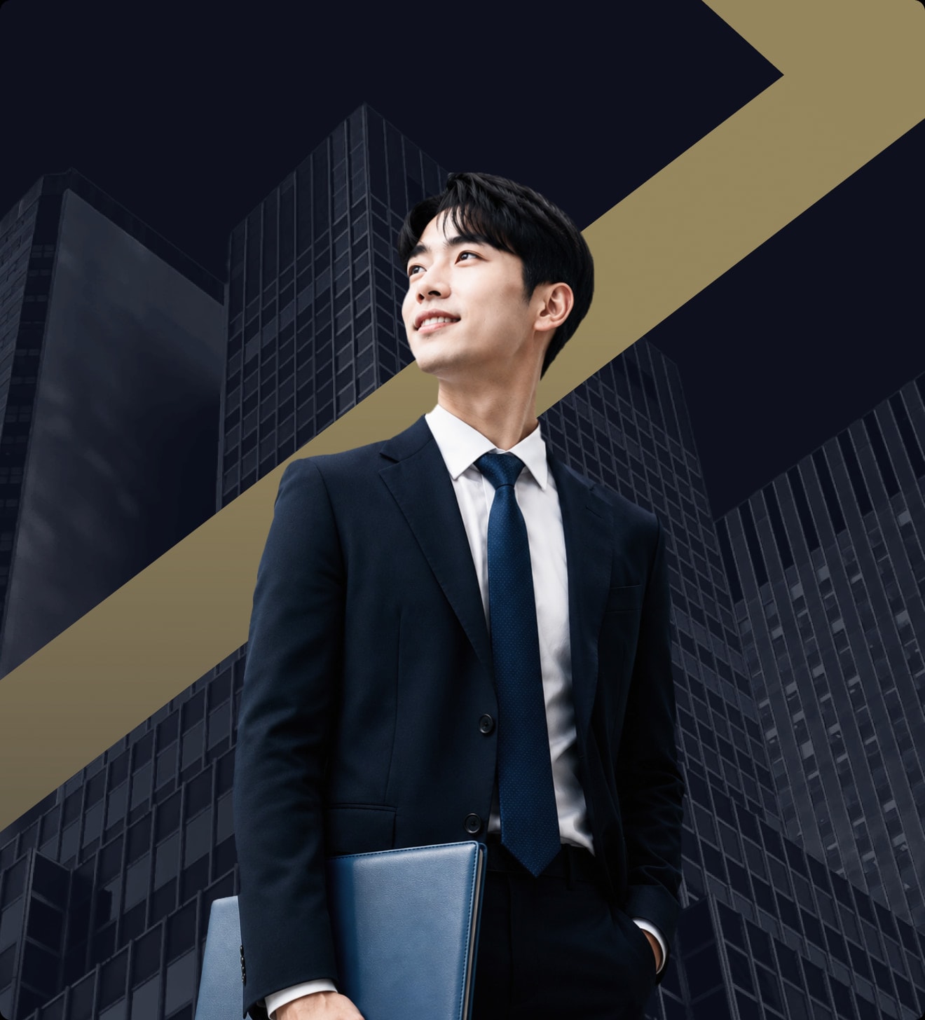 도시 빌딩을 배경으로 서 있는 JFP 금융 전문가